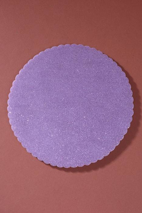 9" Scallope Round Tulle W/glitter Lavender Pkg/50
