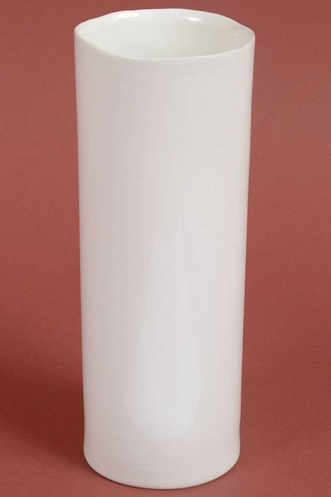 3.5" X 9.5" Ceramic Cylinder Brooklyn Vase White