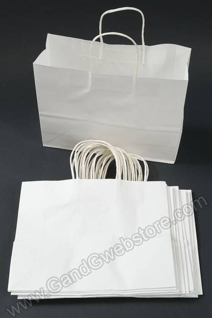 12.5" X 4.25" X 9.75" Kraft Shopping Bag White Pkg/12