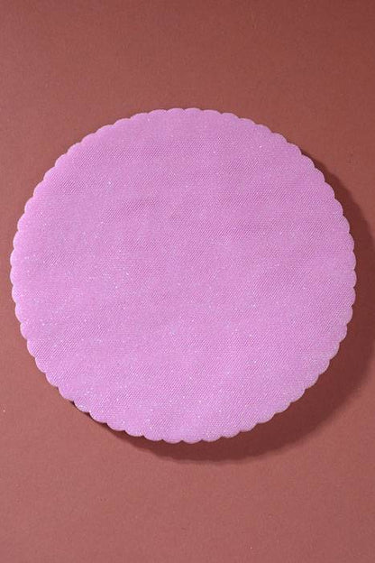 9" Scallope Round Tulle W/glitter Pink Pkg/50