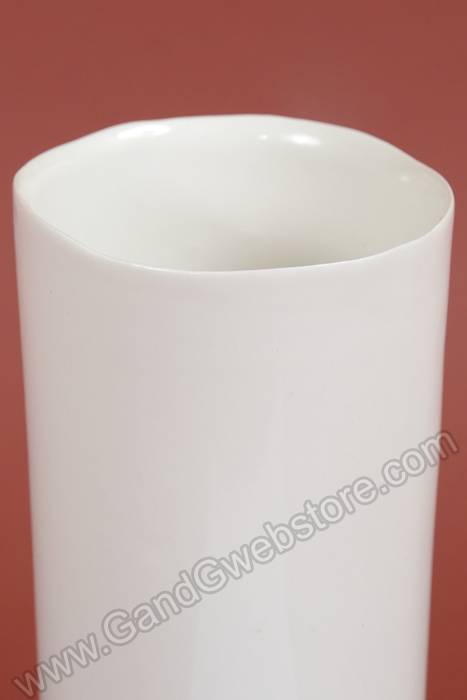 3.5" X 9.5" Ceramic Cylinder Brooklyn Vase White