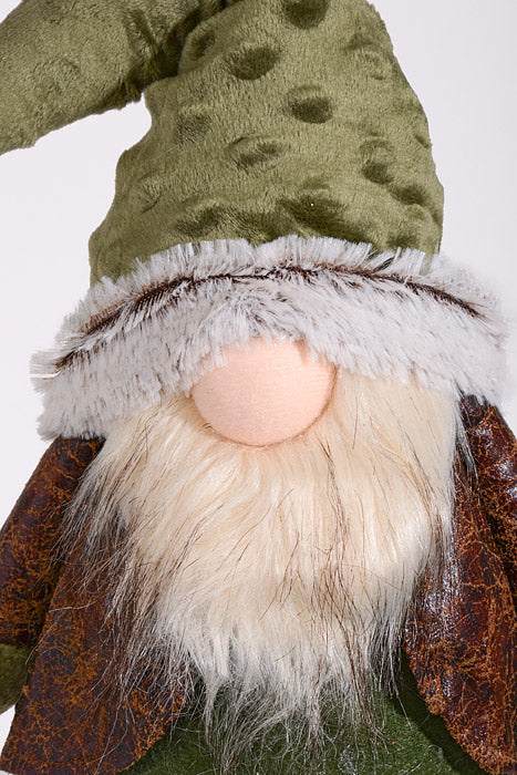 24" Sitting Gnome With Light Green