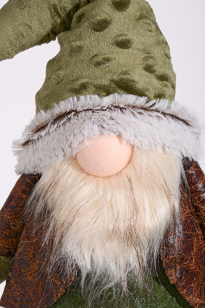 24" Sitting Gnome With Light Green