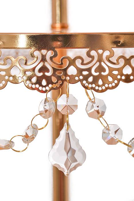 22" X 14" 2 Tier Cake Stand W/crystal Gold