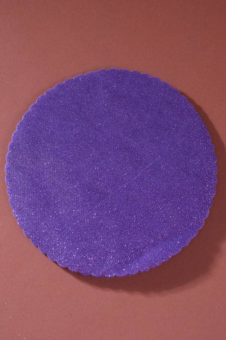 9" Scallope Round Tulle W/glitter Purple Pkg/50