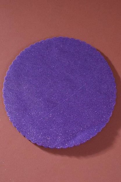9" Scallope Round Tulle W/glitter Purple Pkg/50