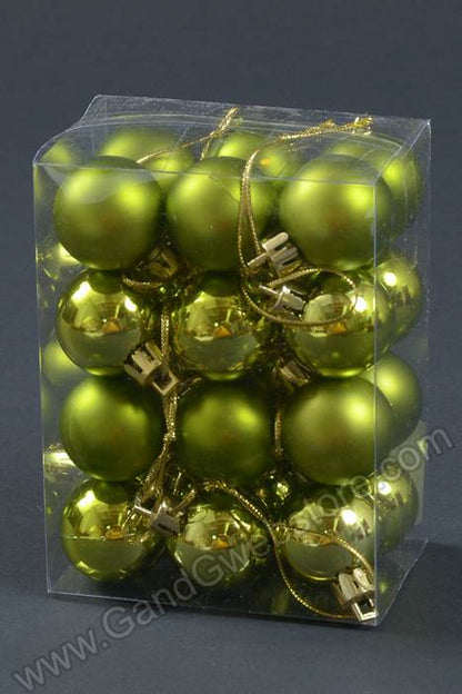 30mm Shiny &amp; Matte Plastic Ball Ornament Apple Green Pkg/24
