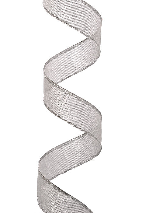 1.5" X 10Yds Wired Metallic Sheer Ribbon Silver