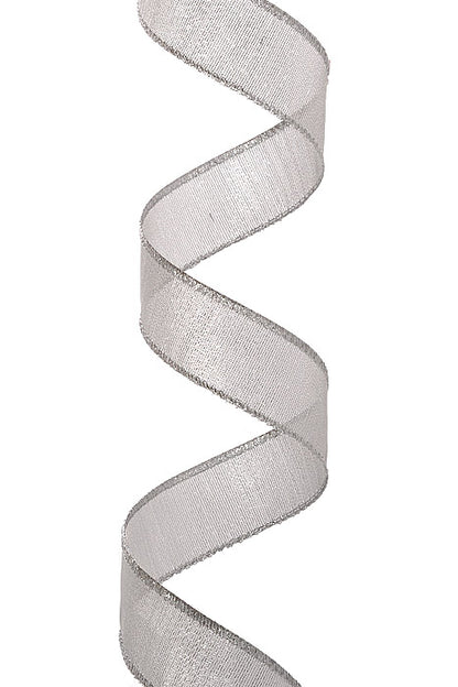 1.5" X 10Yds Wired Metallic Sheer Ribbon Silver