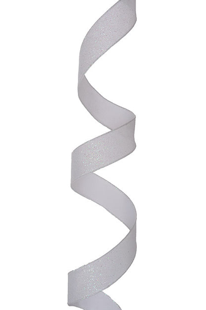 1.5" X 50Yds Wired Glittered Satin Ribbon White/Iridescent