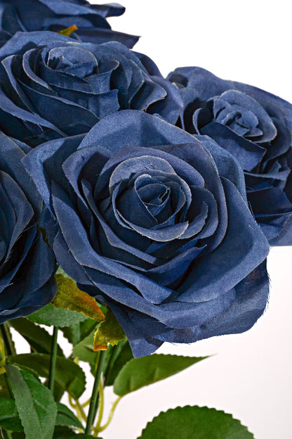 14.5" Silk Rose Bush Navy