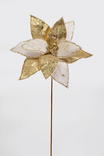 26" Poinsettia Stem White/Champagne