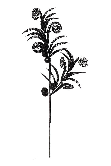 29" Glitter Swirl Ball Spray Black