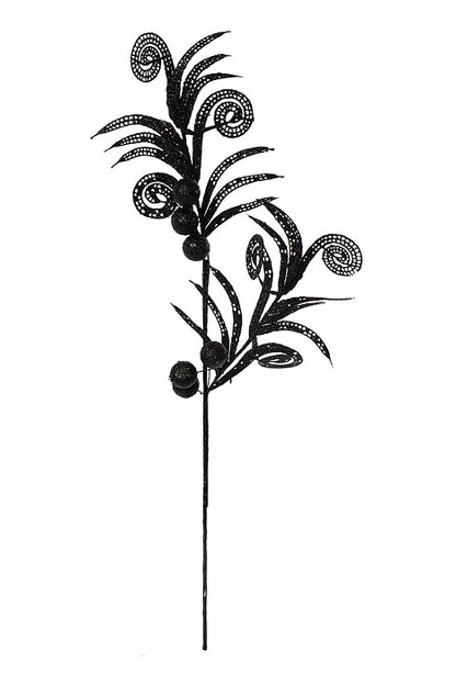 29" Glitter Swirl Ball Spray Black