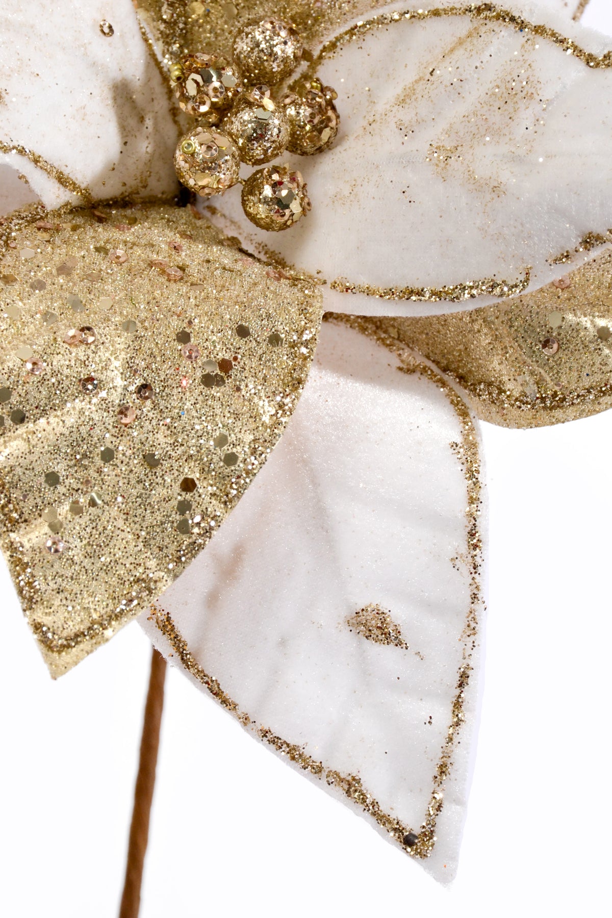 26" Poinsettia Stem White/Champagne