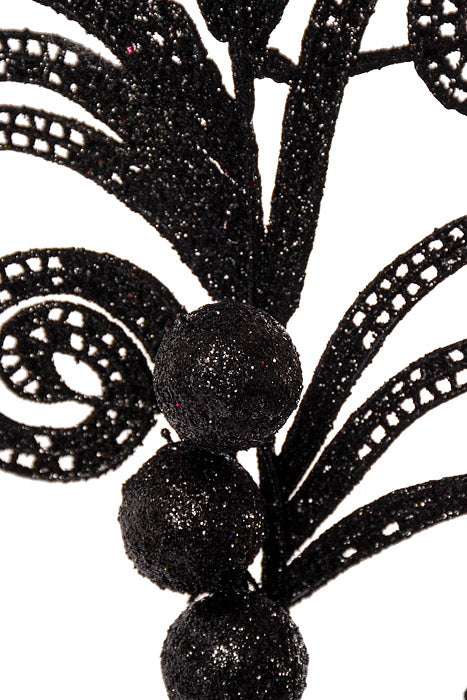 29" Glitter Swirl Ball Spray Black