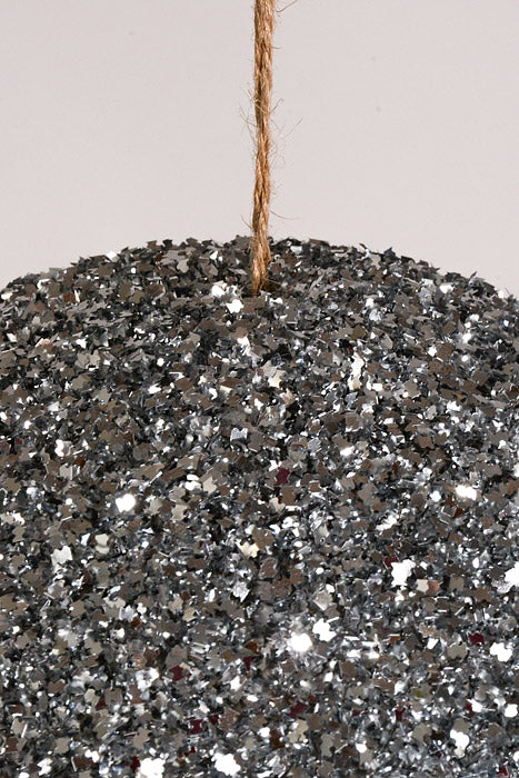 8" Sparkle Tinsel Ornament Ball Silver