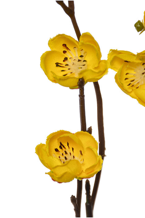 51" Silk Plum Blossom Spray Yellow