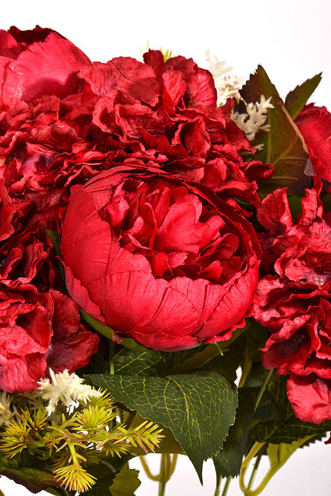 23" Silk Peony Hydrangea Bush Red