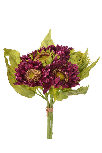 16" Silk Sunflower Bouquet Eggplant