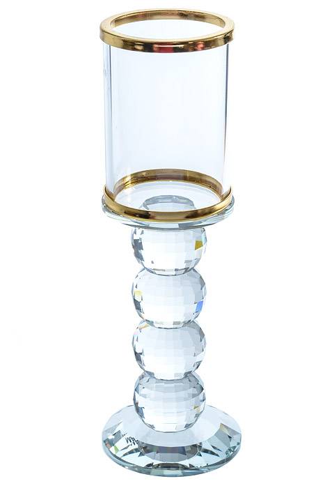 9.25&quot; Crystal Single Candle Holder Gold