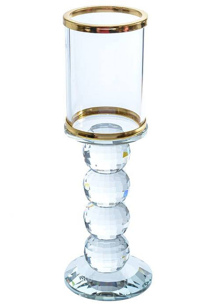 9.25&quot; Crystal Single Candle Holder Gold
