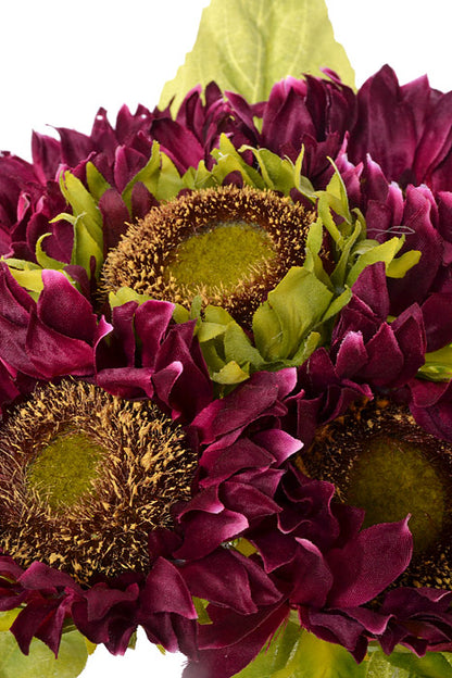 16" Silk Sunflower Bouquet Eggplant