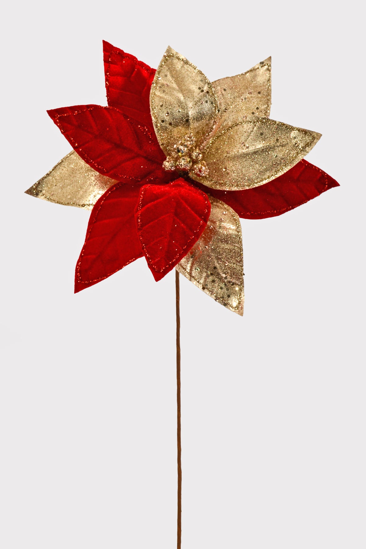 26" Poinsettia Stem Red/Champagne