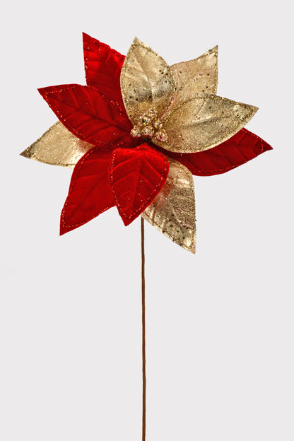 26" Poinsettia Stem Red/Champagne