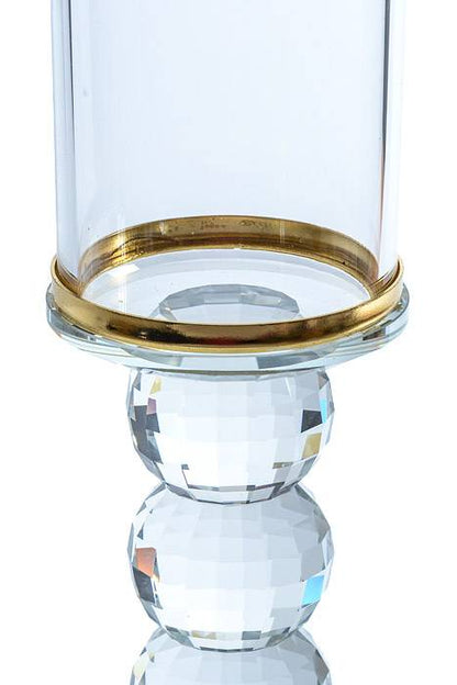 9.25&quot; Crystal Single Candle Holder Gold