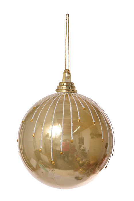 140Mm Ball With Dot Glitter Ornament (White/Gold)