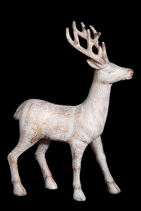 18" Standing Deer White/Gold