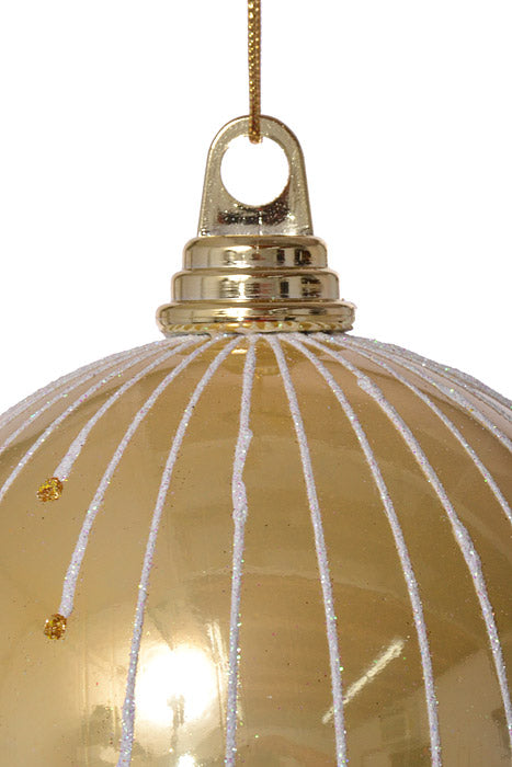 140Mm Ball With Dot Glitter Ornament (White/Gold)