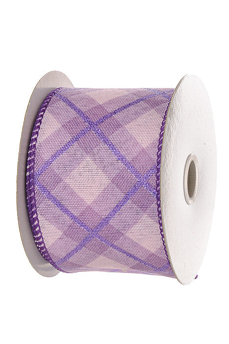 2.5" X 10Yds Wired Purple Georgina Plaid Ribbon Purple