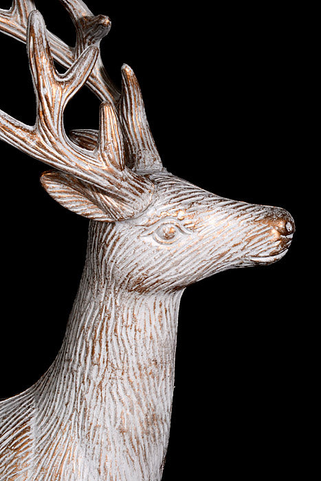18" Standing Deer White/Gold
