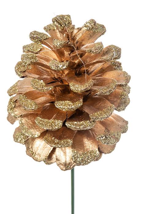 2.5" Glitter Pine Cone Pick Pkg/12