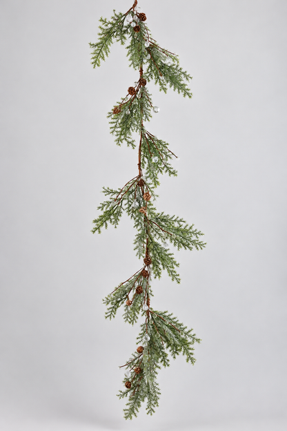 5FT Pine/Cone W/Snow Garland Green/White