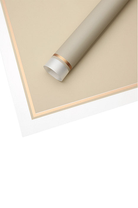 22.5" Gold Edge Flower Wrapping Paper Taupe Pkg/20