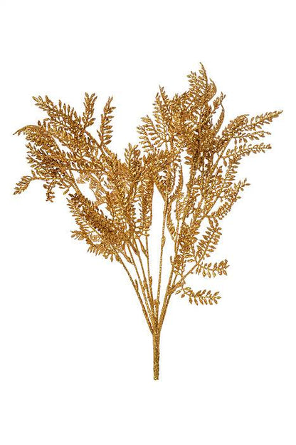 17" Glitter Pine Bush Gold Pkg/3