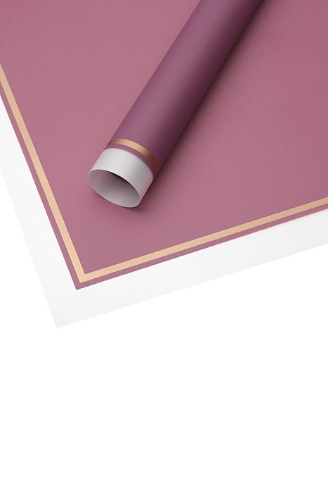 22.5" Gold Edge Flower Wrapping Paper Mauve Pkg/20