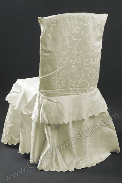 36" Embossed Chair Cover Ivory