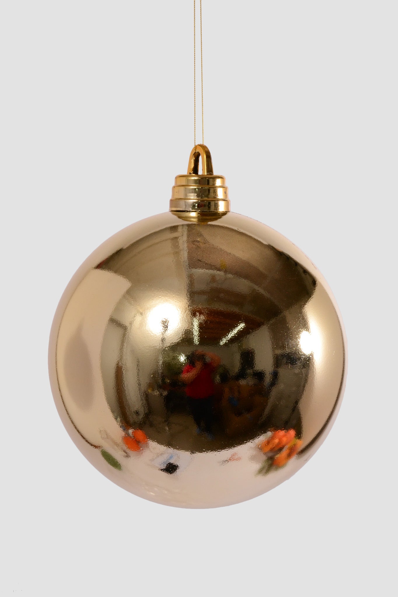 250Mm Shiny Plastic Ball Ornament Pale Gold