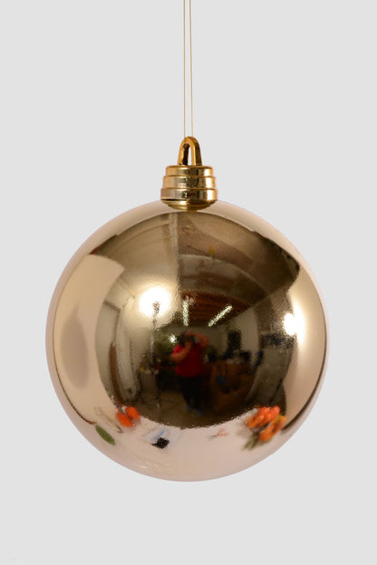 250Mm Shiny Plastic Ball Ornament Pale Gold