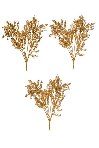17" Glitter Pine Bush Gold Pkg/3