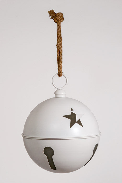 12" Metal Jingle Bell Ornament White