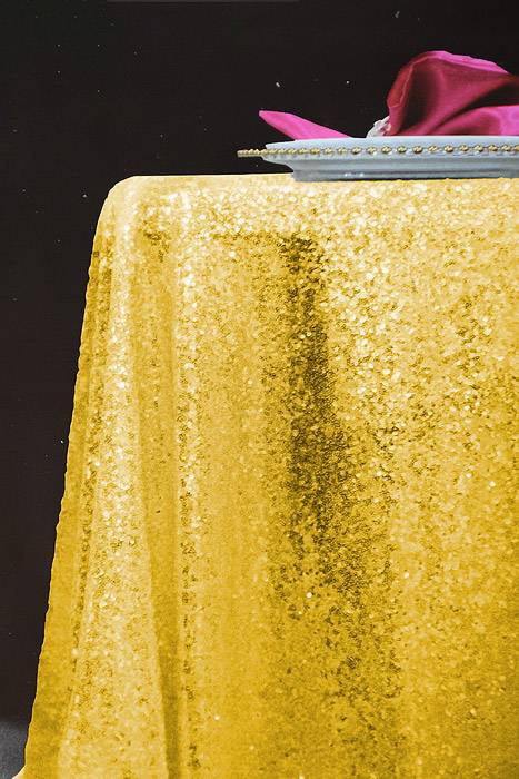 60" X 102" Rectangle Sequin Table Cover Gold