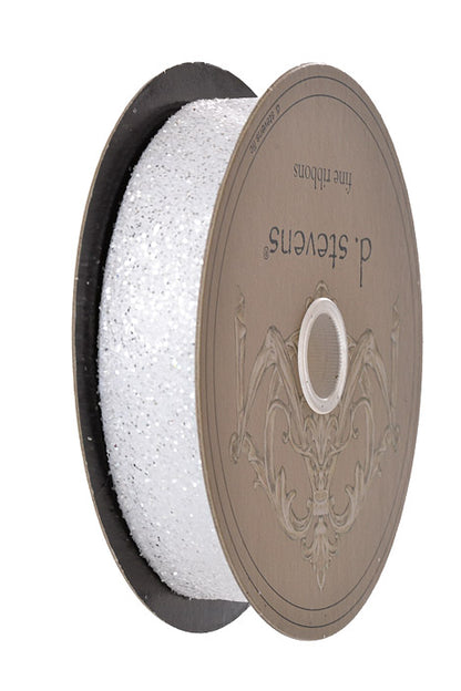 7/8" X 10Yds Satin Frosted Glitter White