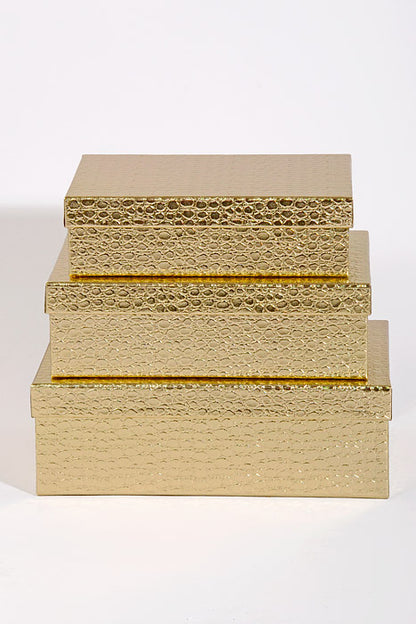 2.5" / 3" / 3.5" Rectangular Gift Box With Lid Gold Set/3