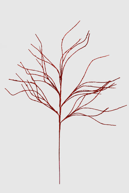 36" Twig Glitter Spray Red