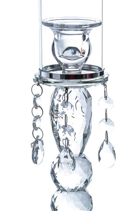 21.5" Crystal Candle Holder W/beads Clear